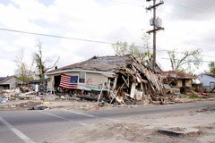 A devated home in New Orlean's Lower Ninth Ward