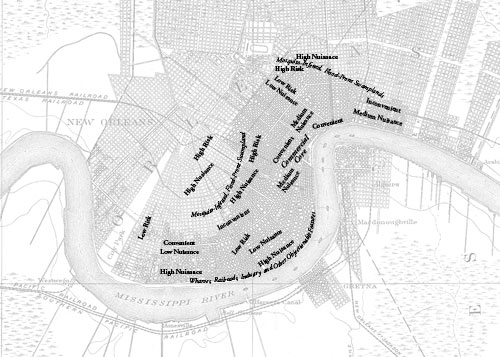 Cost surface map of historic New Orleans