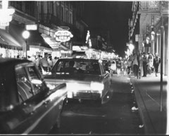 night scene of Bourbon Street in 1971