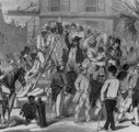 Engraving of a slave auction in Charleston, South Carolina