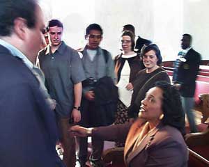 Members of the 2000 trip meet Coretta Scott King