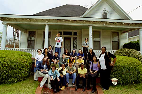 Members of the 2001 trip on the front porch of the Martin Luther King Parsonage in Montgomery, Alabama.