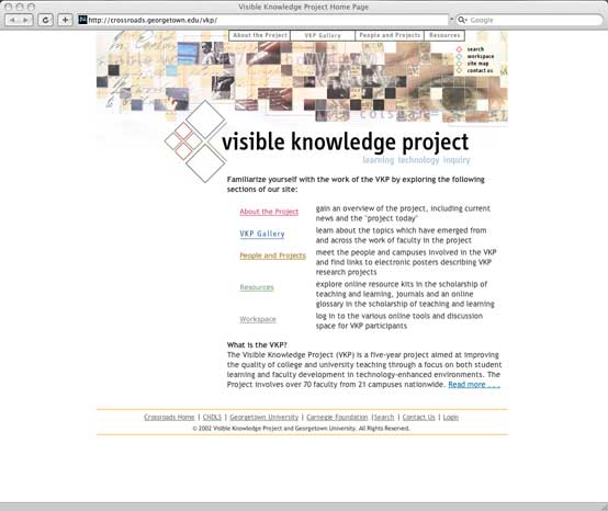 screenshot of Visible Knowledge Project